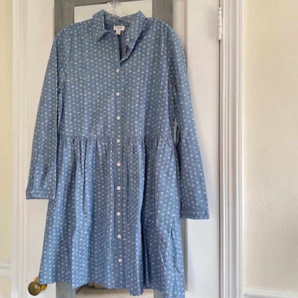 J Crew Floral Cotton Jumper Mini Dress Cottagecore Prairie Casual Relaxed Fit